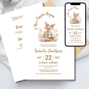 New Chapter Begins Book Baby Shower QR Code Invitation