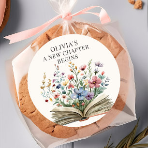 New Chapter Begins Book Baby Shower Sticker