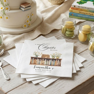 New Chapter Begins Book Baby Shower welcome sign Napkins