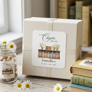 New Chapter Begins Book Baby Shower welcome sign Square Sticker