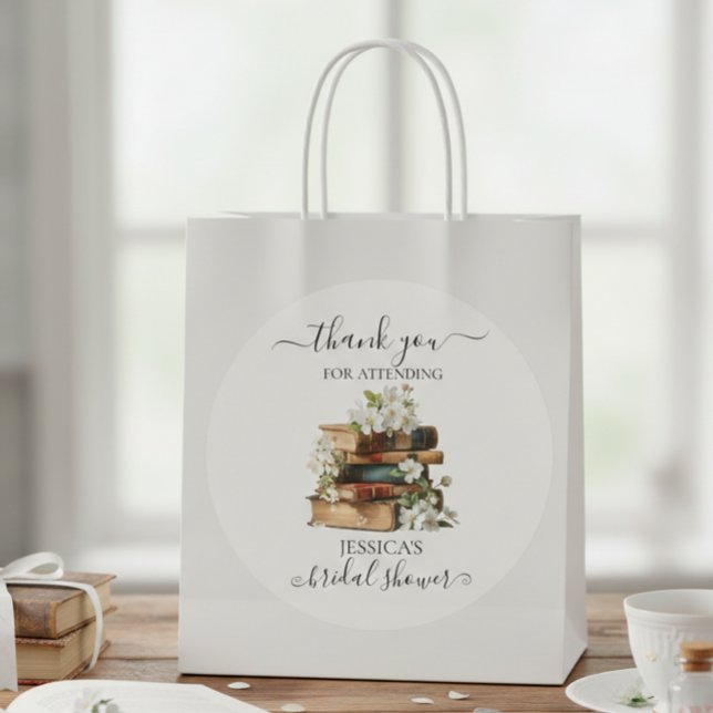 New Chapter Begins Book Bridal Shower  Classic Round Sticker (Creator Uploaded)