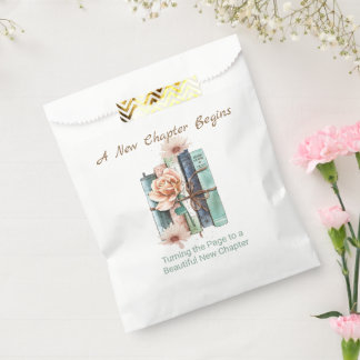 New Chapter Begins Book Stack Floral Favor Bag