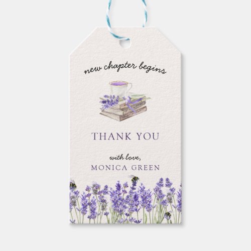 New Chapter Begins Books Lavender Girl Baby Shower Gift Tags