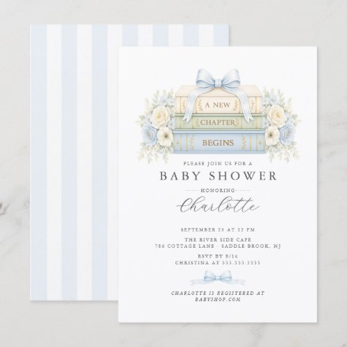 New Chapter Begins Boy Baby Shower Invitation