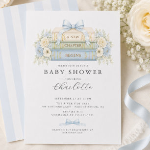New Chapter Begins Boy Baby Shower Invitation
