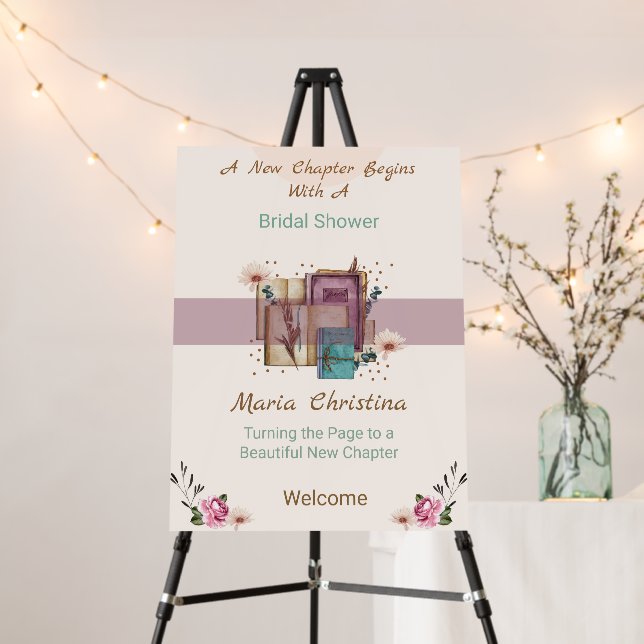 New Chapter Begins Bridal Shower Welcome Foam Board (In Situ (Stand))