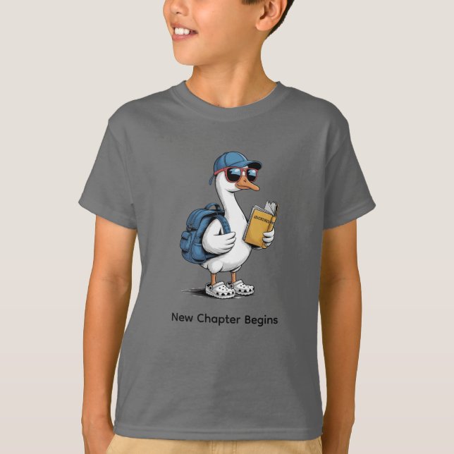 "New Chapter Begins" Cool Goose Kids'  T-Shirt (Front)