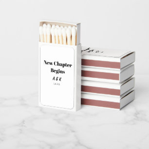 NEW CHAPTER BEGINS couple name wedding PLACE SIMPL Matchboxes