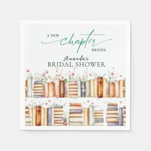 New Chapter Begins Floral Books Bridal Shower Napkins
