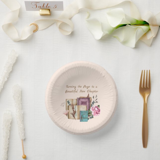 New Chapter Begins Floral New Beginnings Paper Bowls (Wedding)