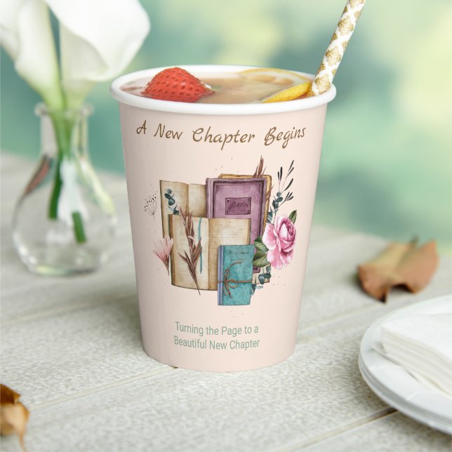New Chapter Begins Floral New Beginnings Paper Cups (Insitu)