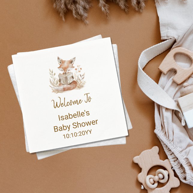 New Chapter Begins Fox Storybook Baby Shower  Napkins (Creator Uploaded)
