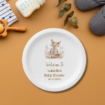 New Chapter Begins Fox Storybook Baby Shower Paper Plates<br><div class="desc">Nestled in a palette of soft,  neutral hues,  our design features a darling watercolor illustration of a precious baby Fox engrossed in a storybook adventure. Matching stationery and party supplies in store</div>