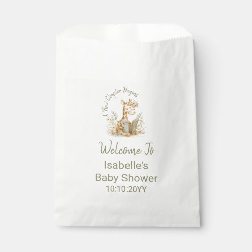 New Chapter Begins Giraffe Storybook Baby Shower  Favor Bag