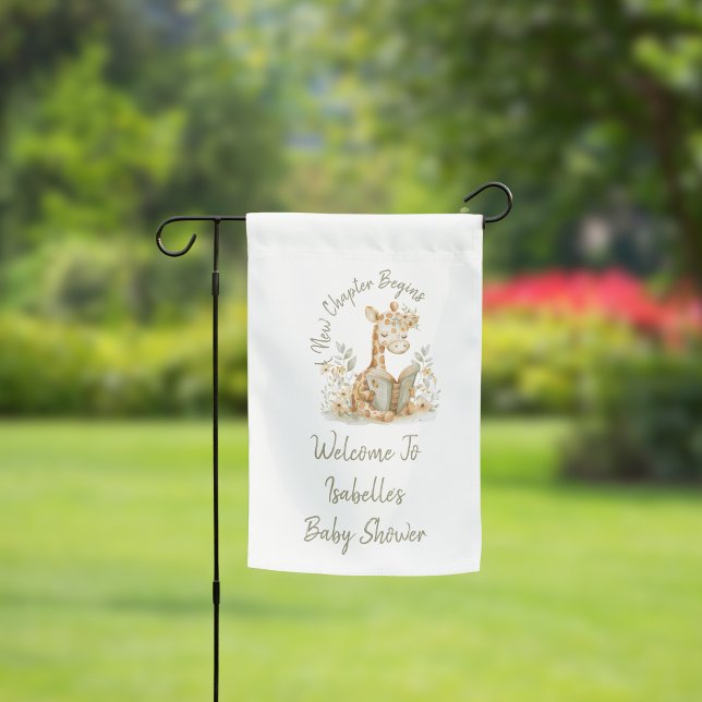 New Chapter Begins Giraffe Storybook Baby Welcome  Garden Flag (Creator Uploaded)