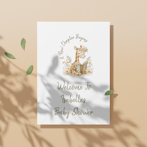 New Chapter Begins Giraffe Storybook Baby Welcome  Poster