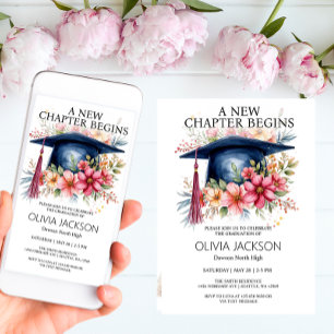 New Chapter Begins Graduation Party Invitation