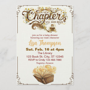 New Chapter Begins Soon, Golden Book Baby Shower Invitation
