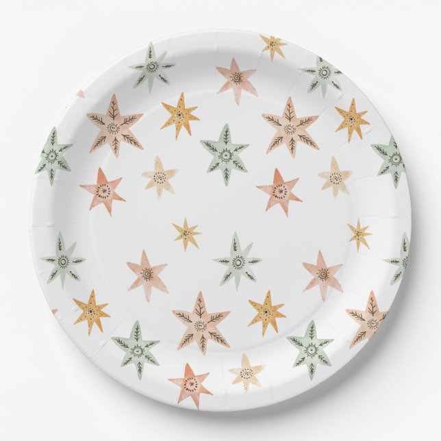 New Chapter Begins Storybook Baby Shower Stars Paper Plates (Front)