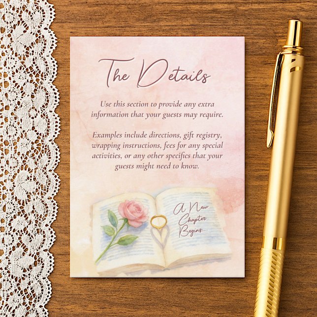 New Chapter Begins Storybook Bridal Shower Details Enclosure Card (Creator Uploaded)