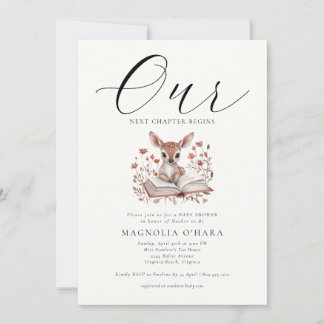 New Chapter Begins Storybook Floral Baby Shower Invitation