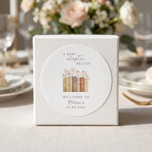 New Chapter Begins Vintage Floral Books Classic Round Sticker