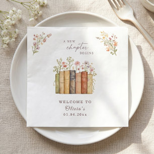 New Chapter Begins Vintage Floral Books Napkins