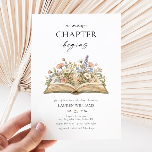 New Chapter Begins Wildflower Baby Shower Invitation