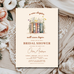 New Chapter Begins Wildflower Book Bridal Shower Invitation