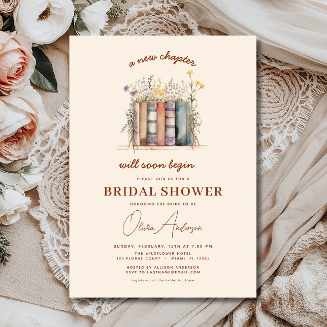 New Chapter Begins Wildflower Book Bridal Shower Invitation (Creator Uploaded)