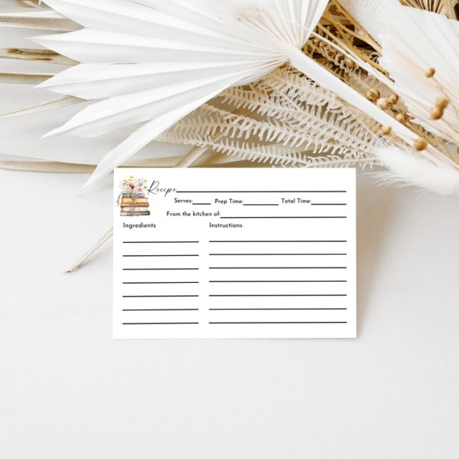 New Chapter Begins Wildflower Bridal Shower Recipe Enclosure Card (Creator Uploaded)