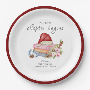 New Chapter Begins Winter Floral Baby Shower  Paper Plates