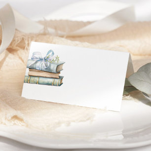 New Chapter Blue Bow Books Baby Shower place card