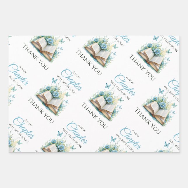 New Chapter Blue Boy Brunch StoryBook Baby Shower Wrapping Paper Sheets (Front)