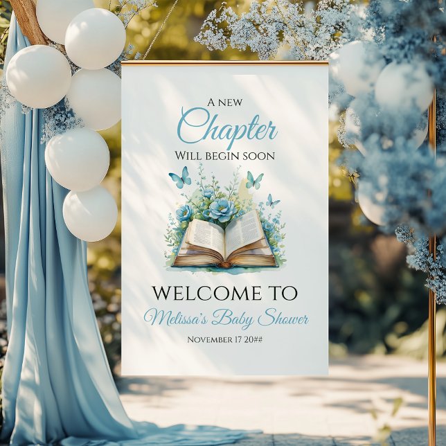 New Chapter Blue Brunch Book Baby Shower Welcome Poster (Creator Uploaded)