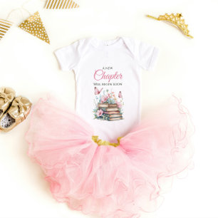 New Chapter Blush Pink Storybook Book Baby Shower Bodysuit