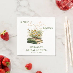 New Chapter Boho Book Floral Bridal Shower Napkins