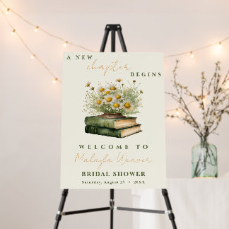 New Chapter boho Book Floral Bridal Shower Welcome Foam Board