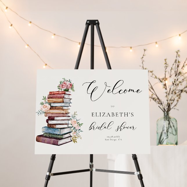 New Chapter Book Bookworm Bridal Shower Welcome Foam Board (In Situ (Stand))