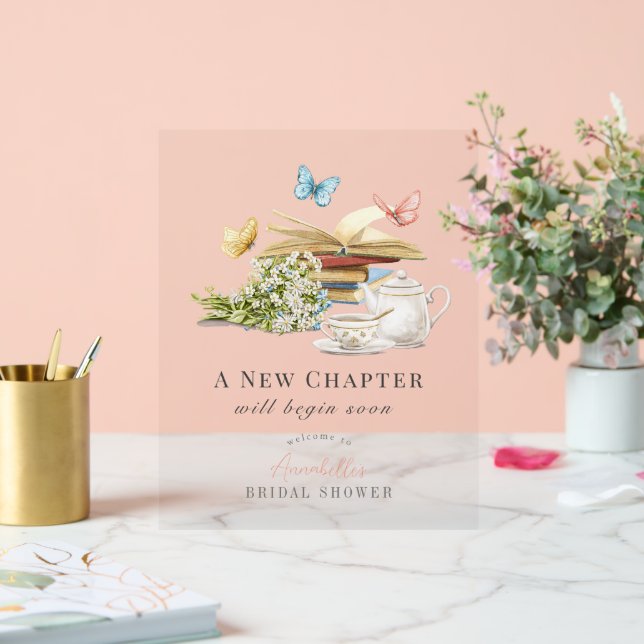 New Chapter Book Bridal Shower Welcome Acrylic Sign (Wedding)