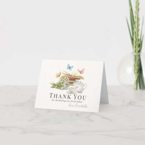New Chapter Book Butterfly Floral Baby Shower Thank You Card
