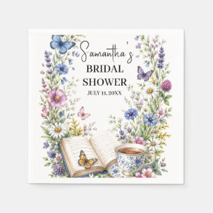 New Chapter Book Butterfly Floral Bridal Shower Napkins