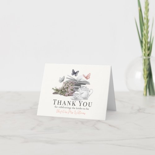 New Chapter Book Butterfly Pk Floral Bridal Shower Thank You Card