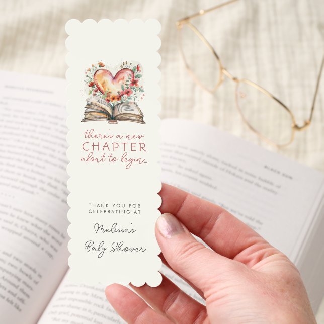 New Chapter Book Heart Gender Neutral Baby Shower  Bookmarks (Hand)