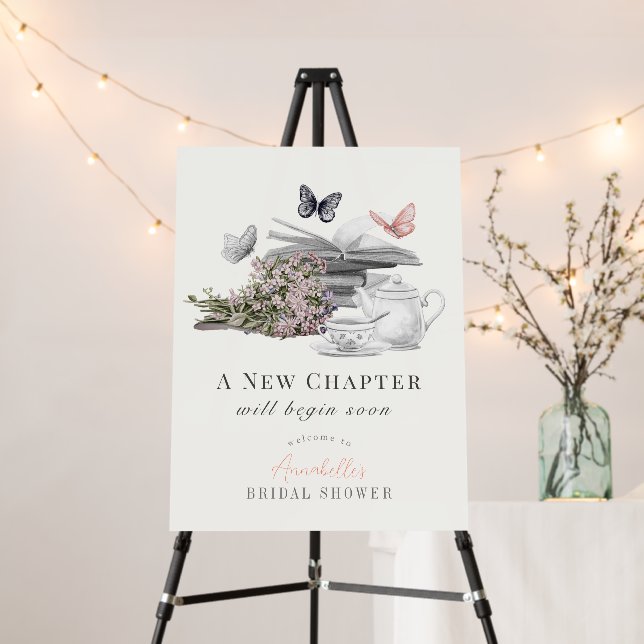 New Chapter Book Pink Bridal Shower Welcome Sign (In Situ (Stand))