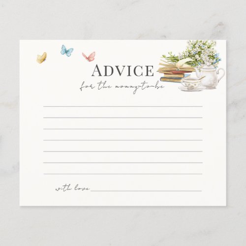 New Chapter Book Tea Baby Shower Advice Card