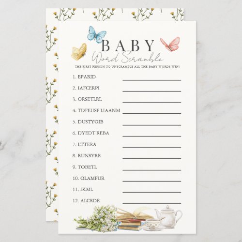 New Chapter Book Tea Baby Word Scramble Game