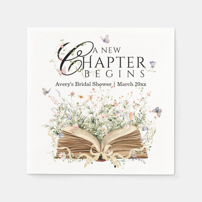 New Chapter Book Theme bridal shower Napkins (Front)