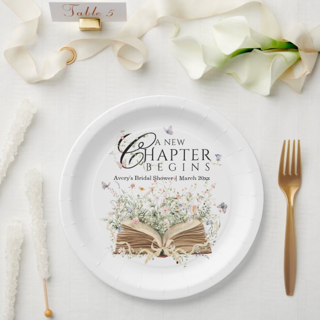 New Chapter Book Theme bridal shower Paper Plates (Wedding)