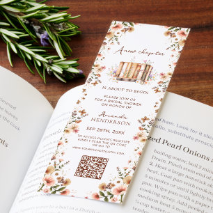 New Chapter Book Theme QR Bridal Shower Invitation Bookmarks